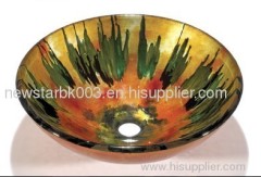 Green Painting Tempered Glass Sinks