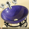 Purple Paint Glass Vessels with stainless steel shelf