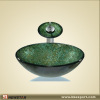 Green Painting Glass Bathroom Sinks