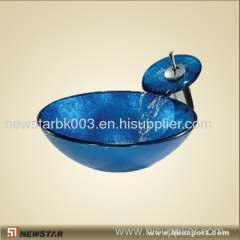 Blue Colour Tempered Glass Vessels