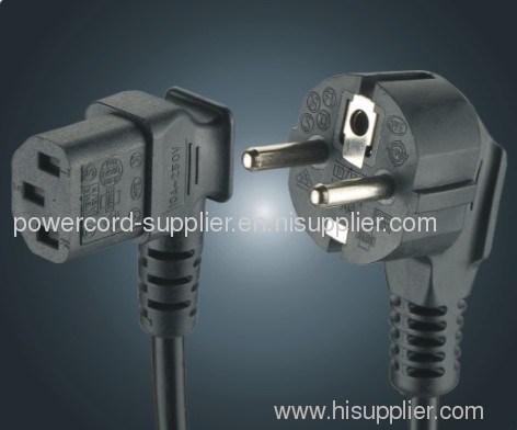 Schuko right angle plug, IEC outlet, 90 degree right angle C13 connector