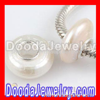 13-15mm Helix Nature White Freshwater Pearl Spacer Beads in 925 Silver Core european Compatible