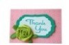 printed paper thank you card with cloth flower