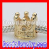 925 Sterling Silver Gold Plated Charm Jewelry Beads With Clear Stone