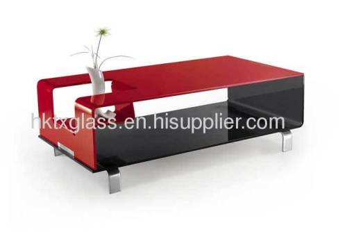 Glass TV stand / painting glass / hot bending glass / black glass