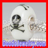 Painted Macabre Skull Crossbones Murano Glass Beads 925 Sterling Silver european Compatible
