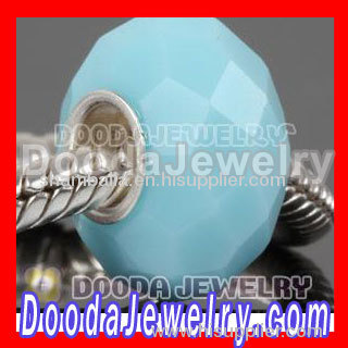 Blue Murano Glass Faceted Bead 925 Silver Core suit European Largehole Jewelry Bracelet