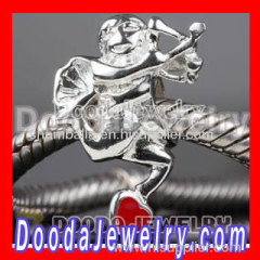 Sterling Silver Cupid Arrow Heart Charm Beads fit on European Largehole Jewelry Bracelet
