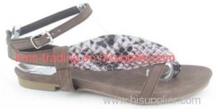 Lady trendy snake leather sandals beach sandal beauty sandal (KT1006)