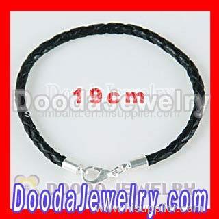 Cheap 19CM european black braided leather chain wholesale