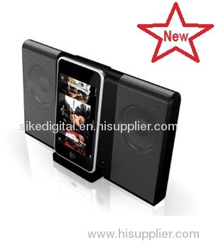 popular and novel iphone and ipod docking station speaker with dual speaker