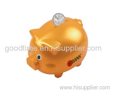 Golden pig coin bank