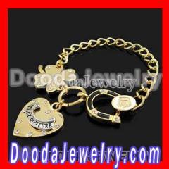 Cheap silver Juicy Couture bracelet with clover charms wholesale
