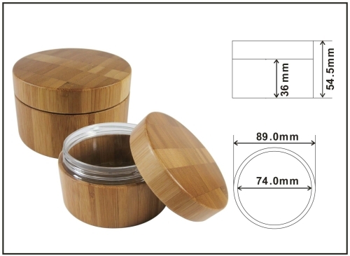 cream jar natural bamboo package 200ml bamboo jar cosmetic package outer bamboo with inner PET jar