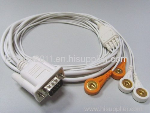 Nihon Kohden one piece type 10 lead EKG cable/ECG cable, snap tye, IEC, TPU material