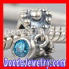 european Sterling Silver Dangles Charms With Blue CZ Stone Wholesale