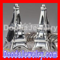 925 Sterling Silver France Eiffel Tower Charm Beads fit on European Largehole Jewelry Bracelet