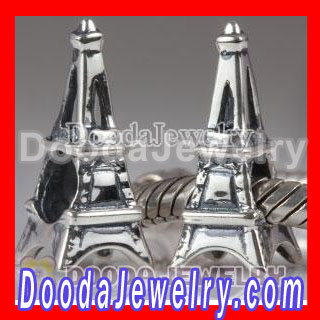 925 Sterling Silver France Eiffel Tower Charm Beads fit on European Largehole Jewelry Bracelet
