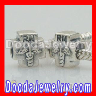 925 Sterling Silver european Style RN Nurse Charm Beads For european Style Bracelets