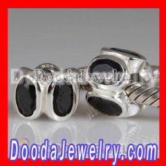 925 Sterling Silver european Style Beads with Black CZ Stone Wholesale