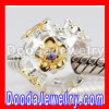 2012 New european Beads Gold Plated Sterling Silver Woven Lattice and Daisy Charm Beads with Purple Stone