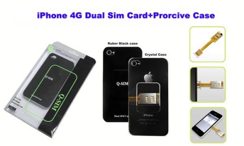 Dual Sim Card+Prorcive Case for iPhone 4G