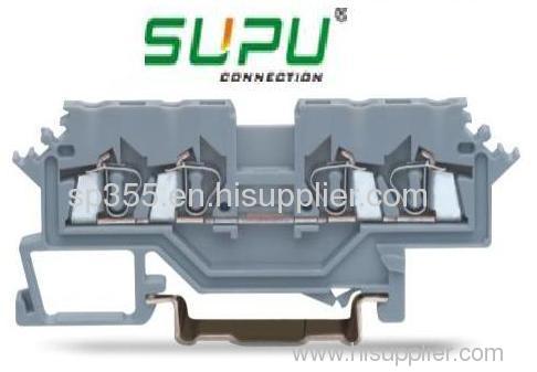 Din rail terminal block with spring cage clamp