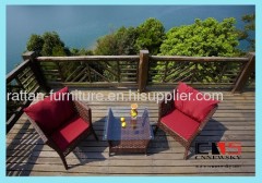 Outdoor rattan furniture tea table with 2 chairs