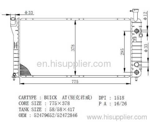 Auto radiator BUICK AT 52472846