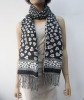 acrylic black heart-shaped knitted scarf