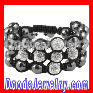 3 Row White Swarovski Crystal Cross Shamballa Bead Bracelet wholesale