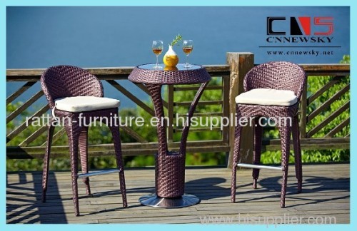 Outdoor PE rattan Patio Garden Furniture Bar Chair Bar Table Bar Set