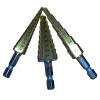 HSS 3PCS hex shank step drills bit set( titanium coated)
