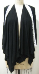 Cape Open Cardigan With Lace Trim