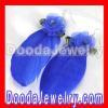 Navy Tibetan Jaderic Bohemia Styles Silk Flower Feather Earrings For Sale