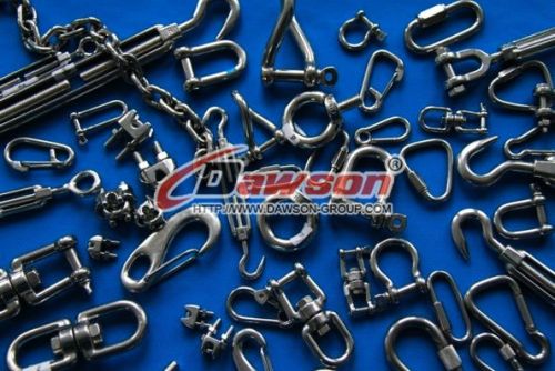 Stainless Steel Shackles Turnbuckles Snap Hooks Chains Quick Links Swivels Wire Rope Clip