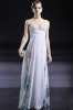 sell white spaghetti strap satin evening wear dresses,flower printed evening dresses 56638