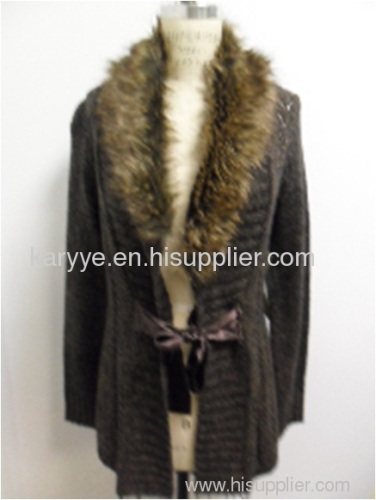 Shawl Collar Cardigan With Ribbon