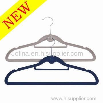 velvet men hanger with indent position & tie bar and hook