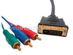 DVI-D(24+5) Male to 3RCA converter cable gold plated