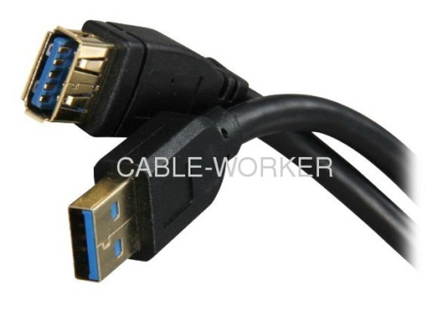 1.5 ft. USB3.0 A Male to A Female Extension Cable, Gold Plated, Black