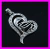 18K white gold plated allah pendant FJ 4620017