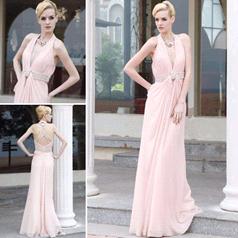 pink full length beaded rhinestone strap backless hot formal dresses