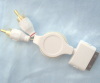 Retractable Two RCA Male Stereo Audio Cable with 30-pin, Suitable for Apple's iPod and iPhone