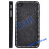 High Quality Genuine Leather with Rhinestone Diamond Frame Back Housing for iPhone 4