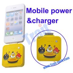 Angry Birds Design Style External Backup Mobile Power Station Charger 1000mAh for Apple i-Series(Yellow)