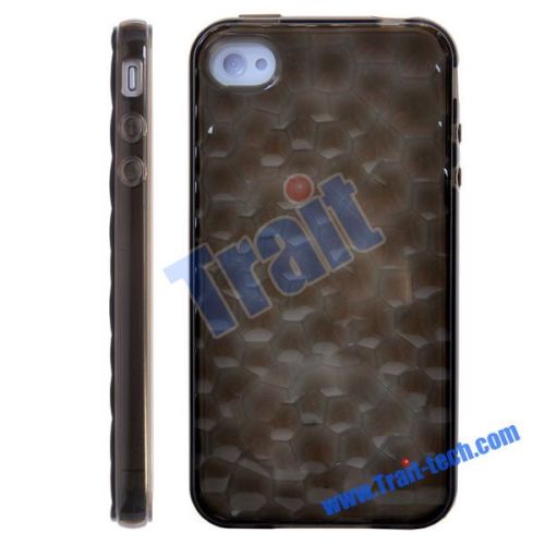 The Water Cube Pattern TPU Soft Case for iPhone 4(Black)