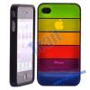 Colorful Rainbow Plastic Case Cover for iPhone 4G(Black)