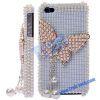 Luxurious Lovely Butterfly Diamond Case for iPhone 4(White)