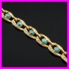 18K gold plated zircon and turquoise bracelet 1530507